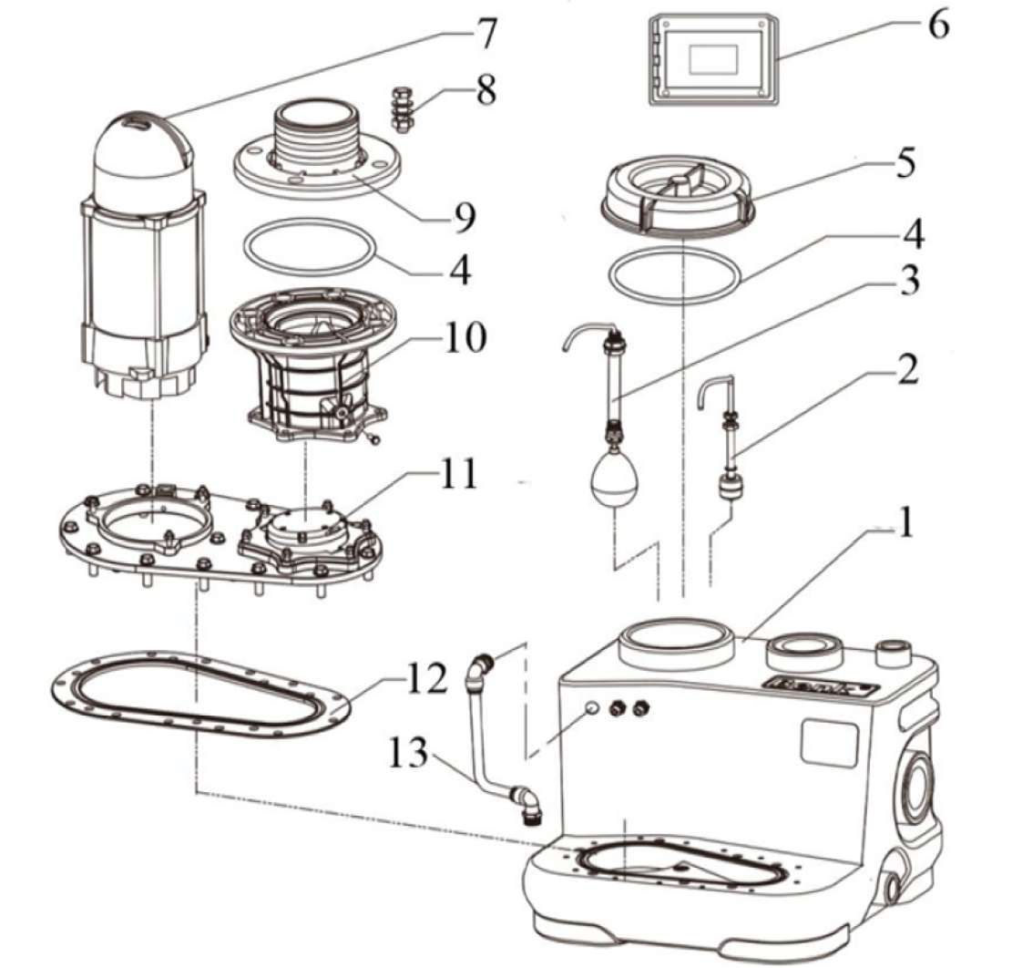Насосная станция канализационная Vodotok КНС-1,1кВт-40л