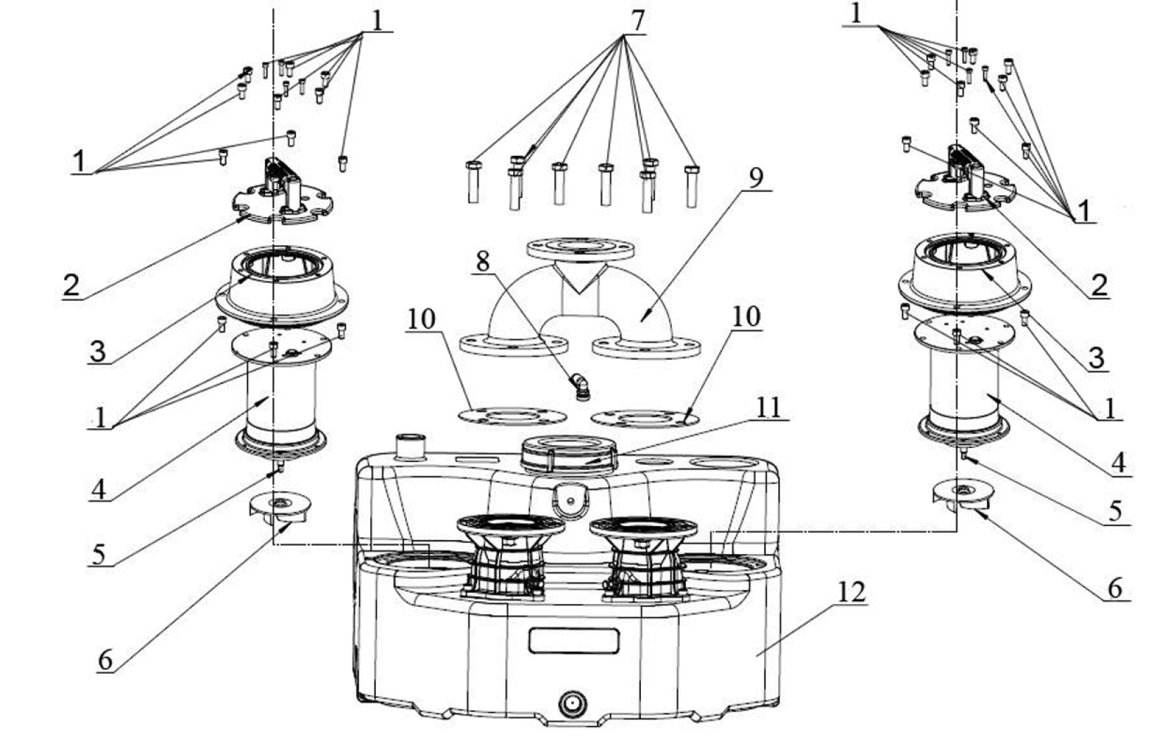 Насосная станция канализационная Vodotok КНС-ПМЧР-8м-24м3/ч-1,1кВт-120л