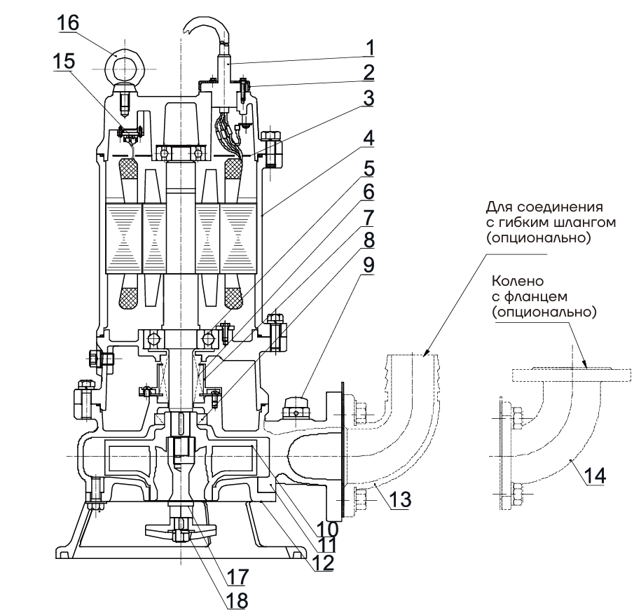 Насос канализационный погружной CNP 65WQ20-27-4JYAC(I) (без АТМ)