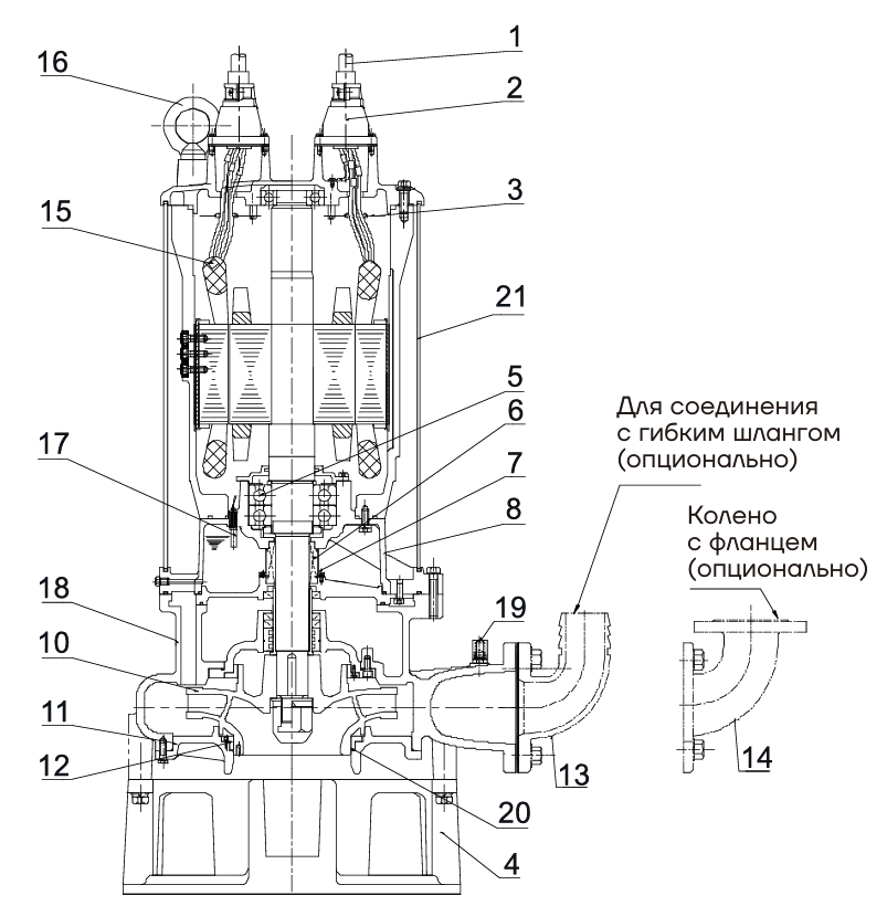 Насос канализационный погружной CNP 400WQ1200-16-75-6AC(I) (без АТМ)