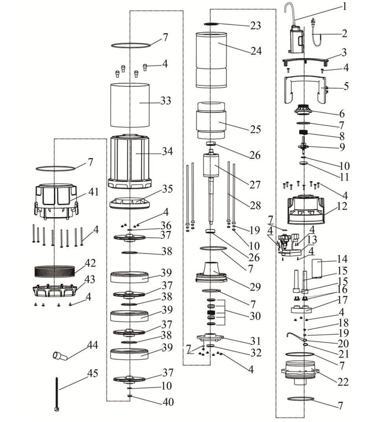 Насос погружной многоступенчатый Vodotok НПМ-3м3/ч-22м-950Вт