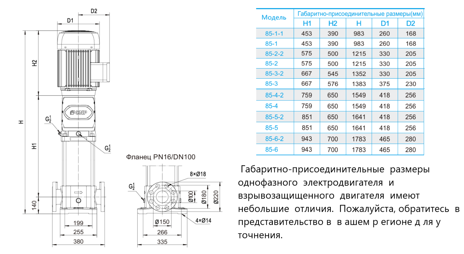 Насос вертикальный многоступенчатый CNP CDM85-5 (стандартное исполнение)