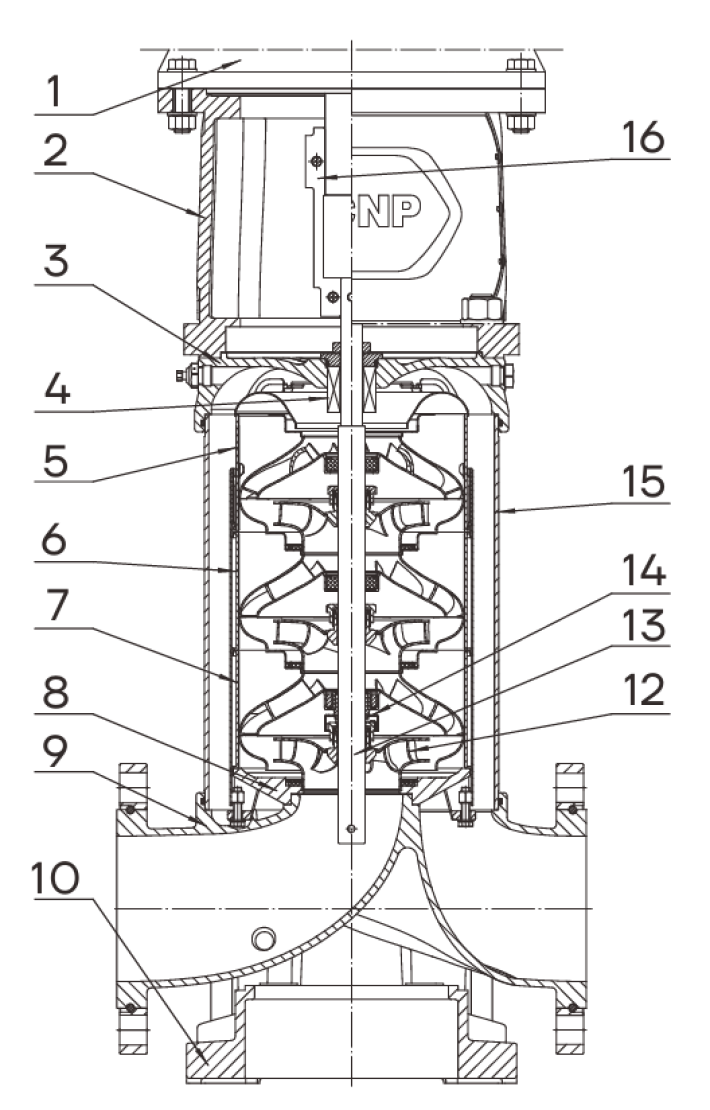 Насос вертикальный многоступенчатый CNP CDM95-8-2 (высокотемпературное исполнение)