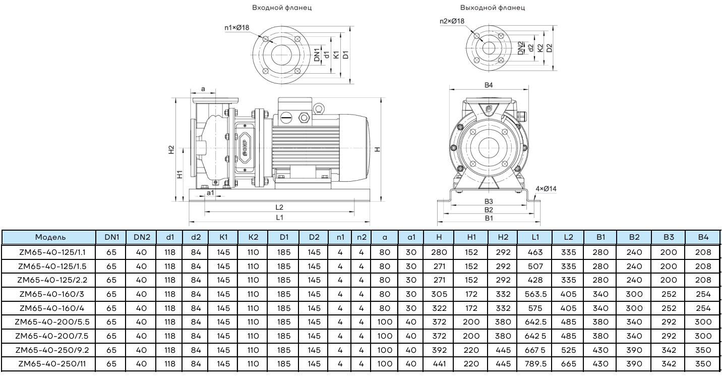 Центробежный насос CNP ZM65-40-125 (1.1кВт)