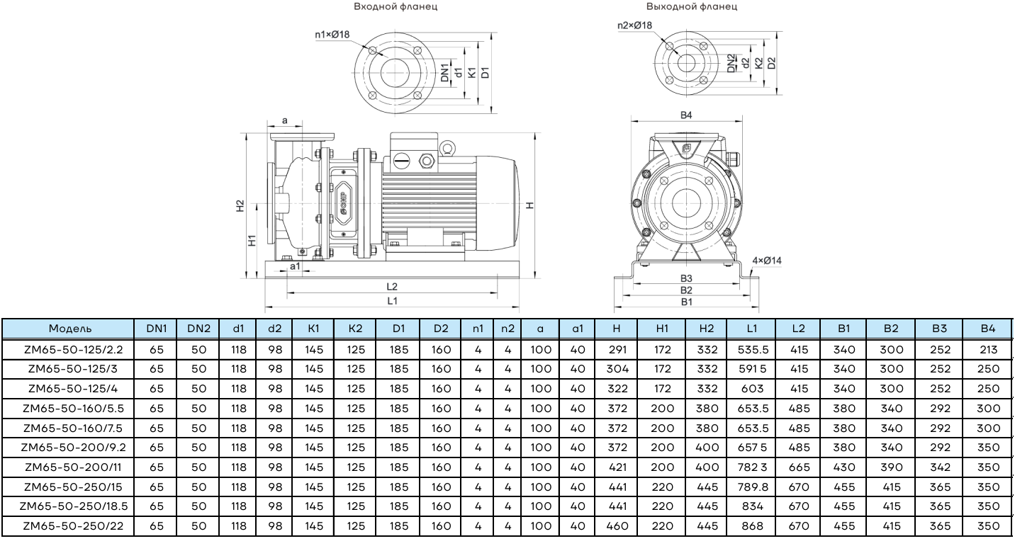 Центробежный насос CNP ZM65-50-125 (3кВт)