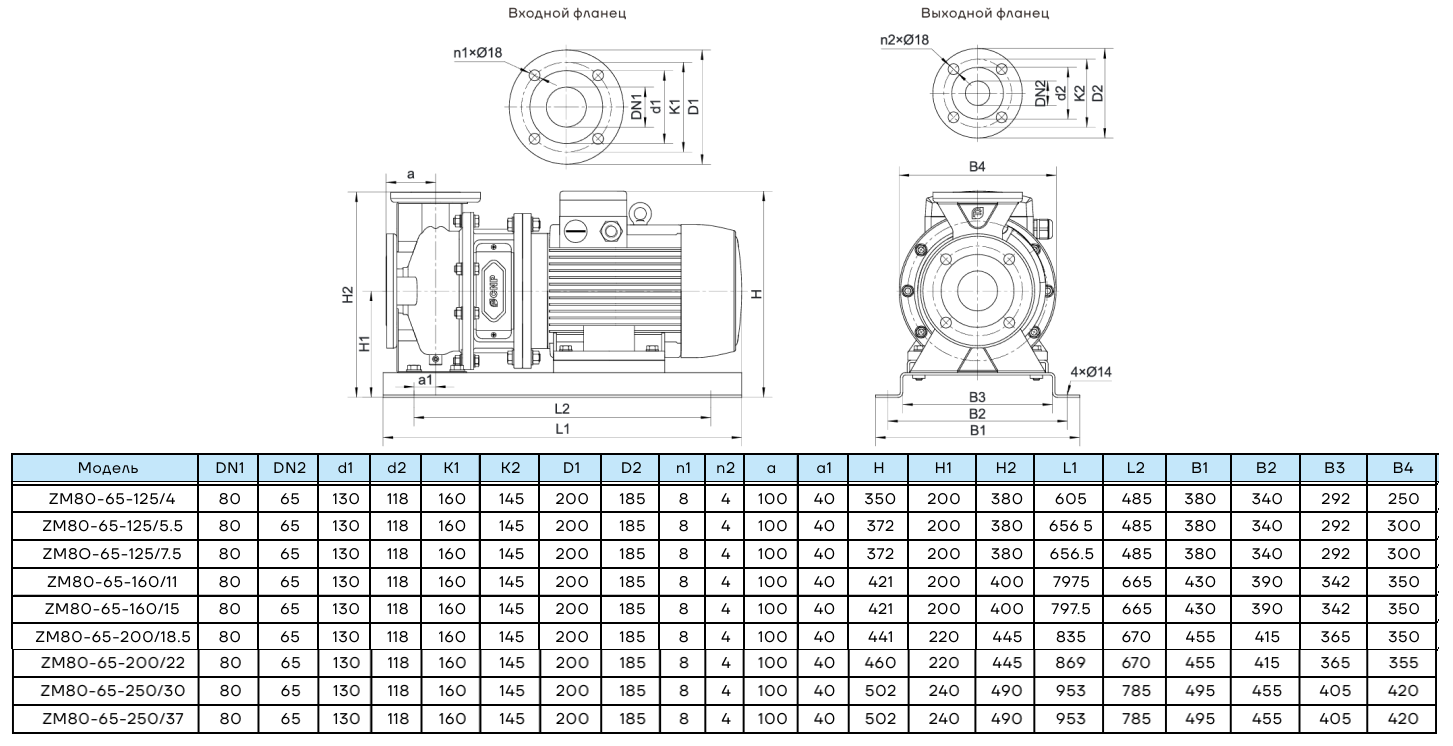 Центробежный насос CNP ZM80-65-200 (22кВт)