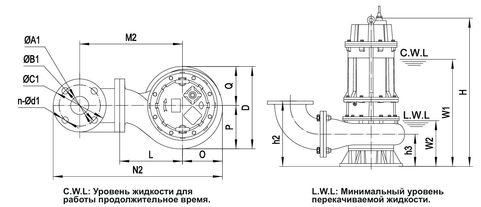 Установка насоса с угловым переходником с присоединительным штуцером 11~22кВт (4Р)