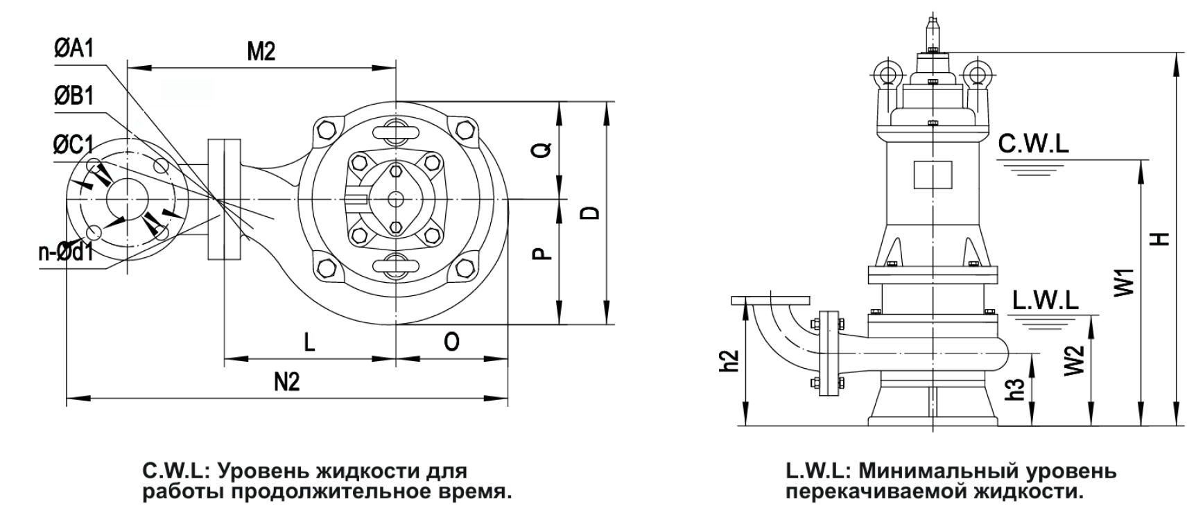 Установка насоса с угловым фланцевым переходником 2,2~5,5кВт (2Р)