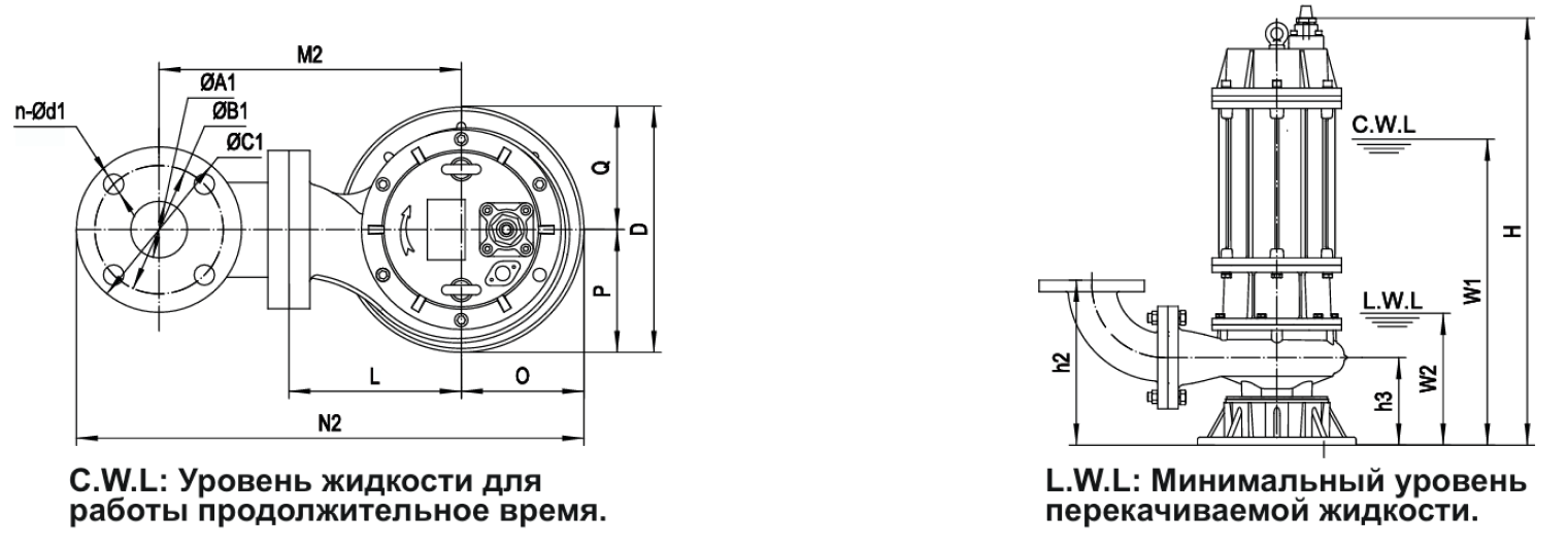 Установка насоса с угловым переходником с присоединительным штуцером 7,5~11кВт (2Р))