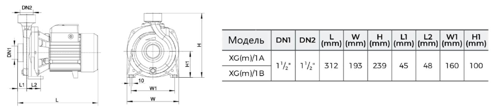 Насос центобежный LEO XGm/1B